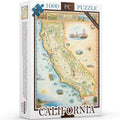 Jigsaw puzzle box featuring a map of California on a white background