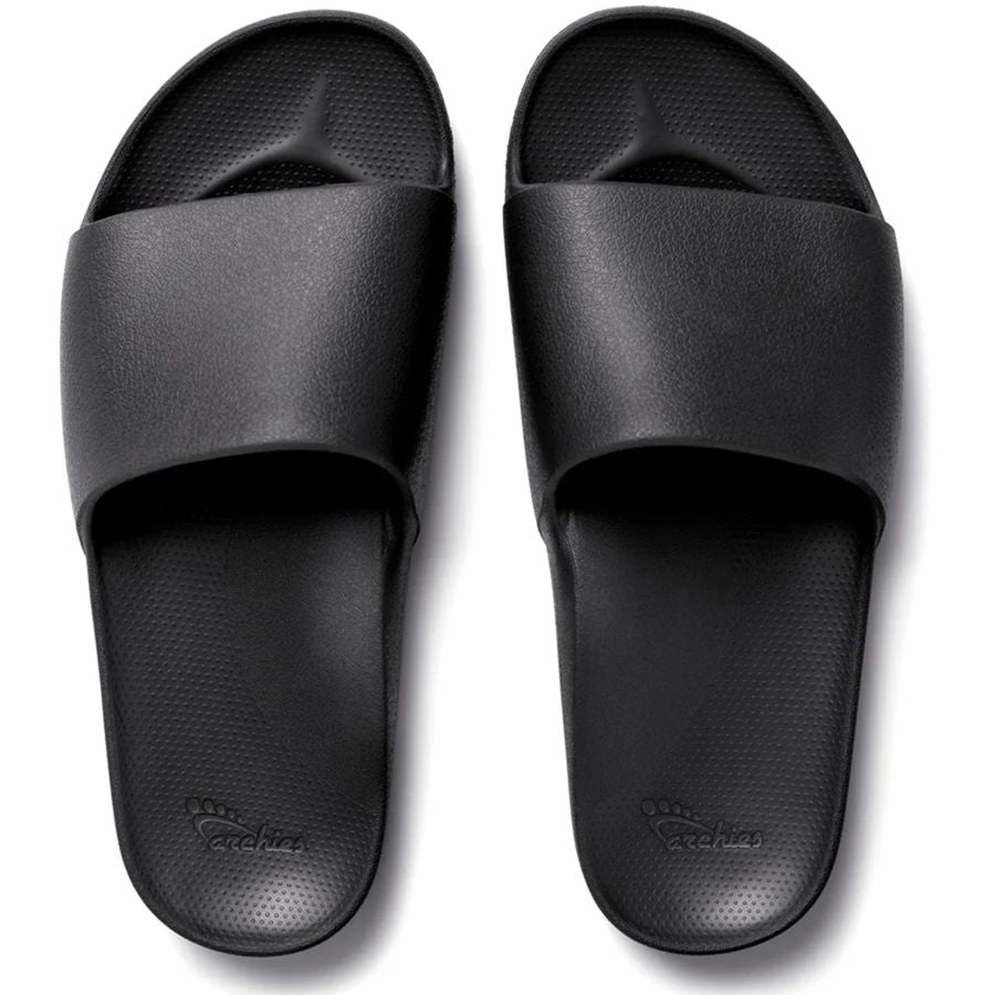 Pair of black slides on a white background