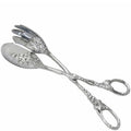 Decorative silver spoons with floral patterns on a white background