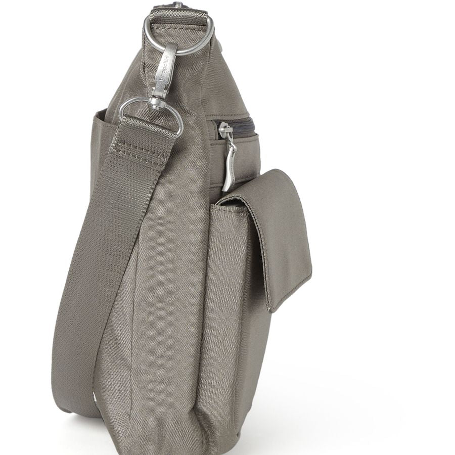 Gray crossbody bag on a white background