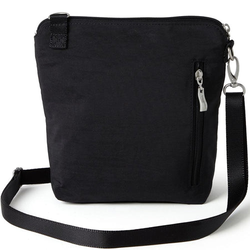 Black crossbody bag on a white background