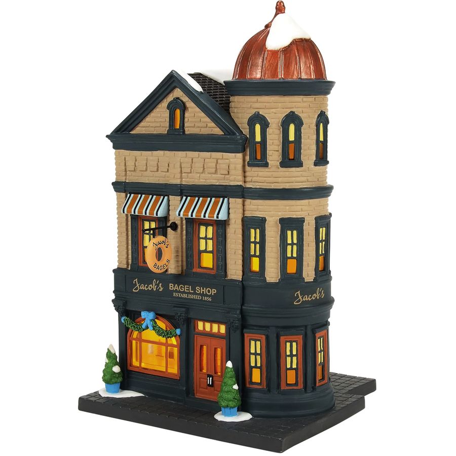 Model of a three-story building with a clock tower on a white background