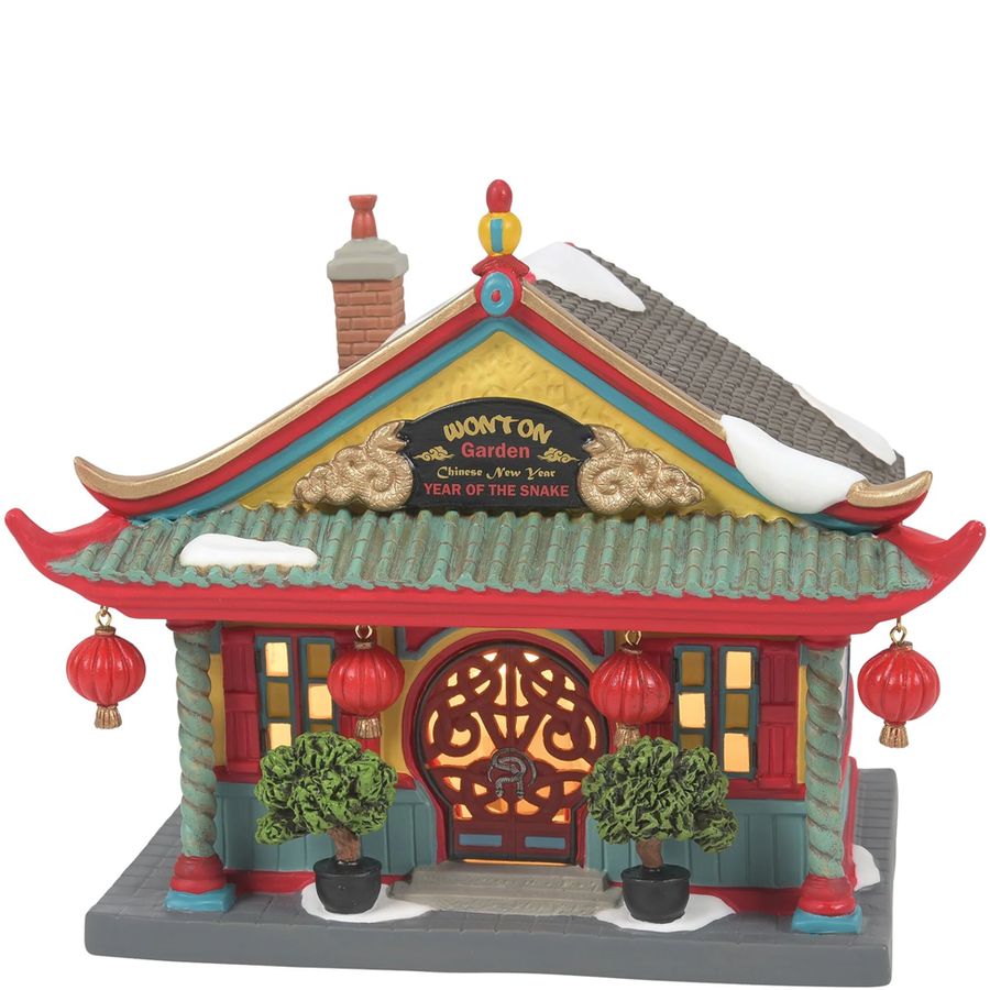 Colorful model of a traditional Chinese building with decorative elements on a white background