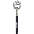 Telescopic backscratcher with bear paw design and 'The Grizzly' branding on a white background