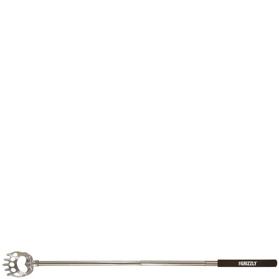 Back scratcher with black handle on a white background