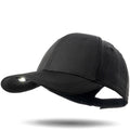 Black baseball cap with LED light on a white background