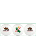 Three golf balls with California Republic design on a white background