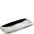 Silver rectangular tray on a white background