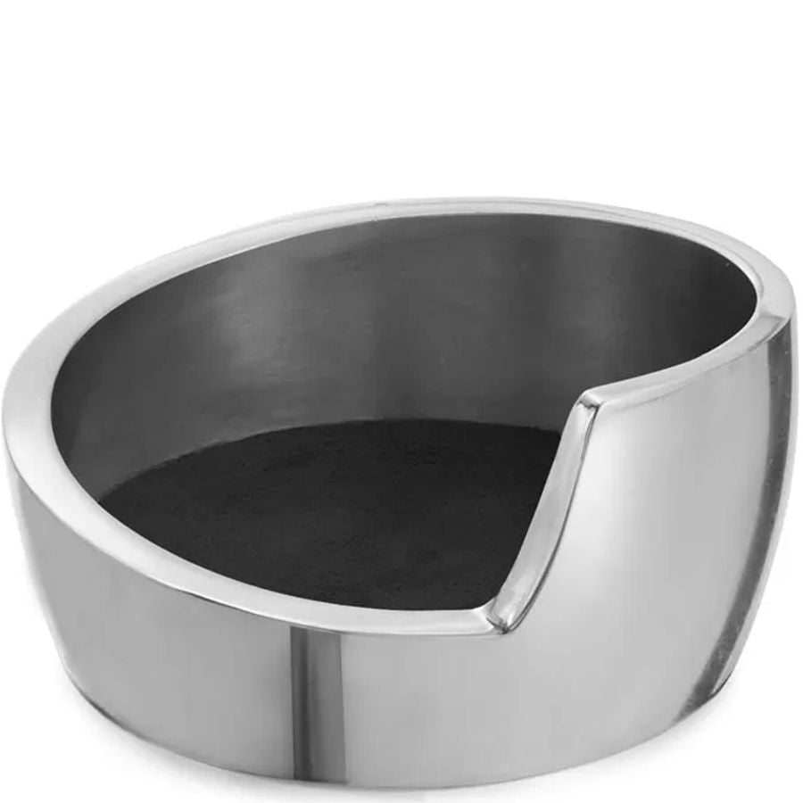 Stainless steel bowl on a white background