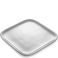 Silver square plate on a white background