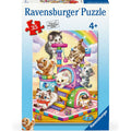 Ravensburger puzzle packaging with kittens on a play structure and rainbow