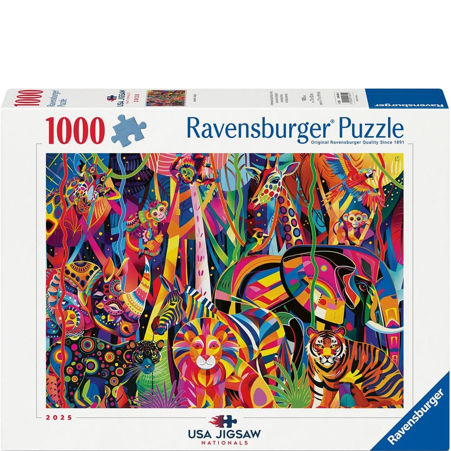 Ravensburger 1000-piece puzzle box with colorful animal design
