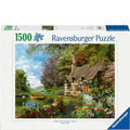 Ravensburger 1500-piece puzzle box with a scenic cottage and garden illustration.