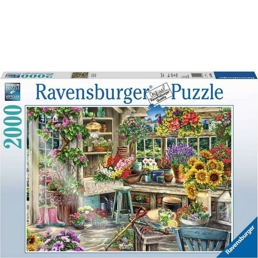 Ravensburger puzzle box with a garden scene design