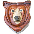 Handcrafted Carved Wood Puzzle Box with Secret Compartment, bear shape.