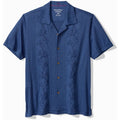 Blue patterned shirt with buttons on a white background