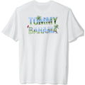 White t-shirt with 'Tommy Bahama' logo on the back against a white background