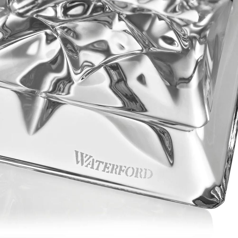 Silver crystal with 'Waterford' branding on a white background