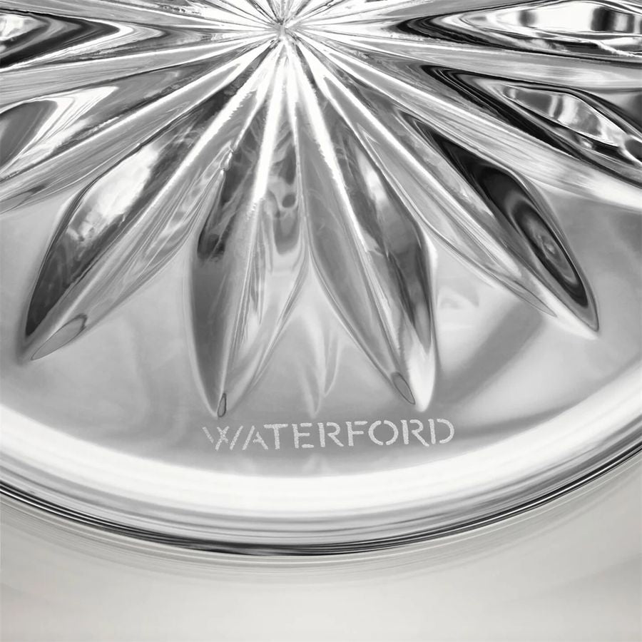 Close-up of a Waterford crystal bowl with starburst design