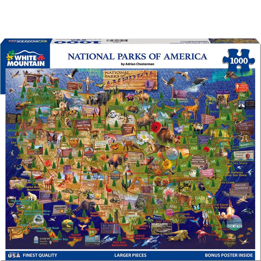 WHITE MOUNTAIN 1,000 PC Puzzle - National Parks Map
