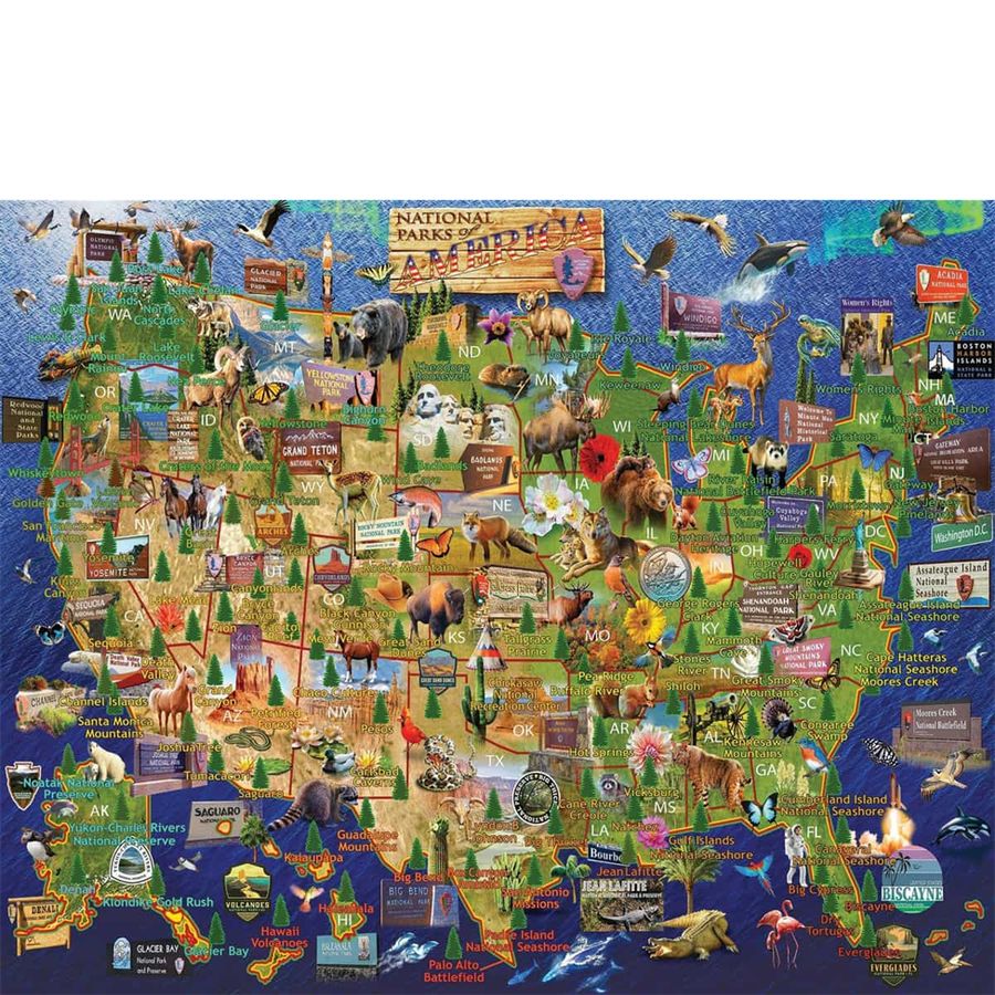 WHITE MOUNTAIN 1,000 PC Puzzle - National Parks Map