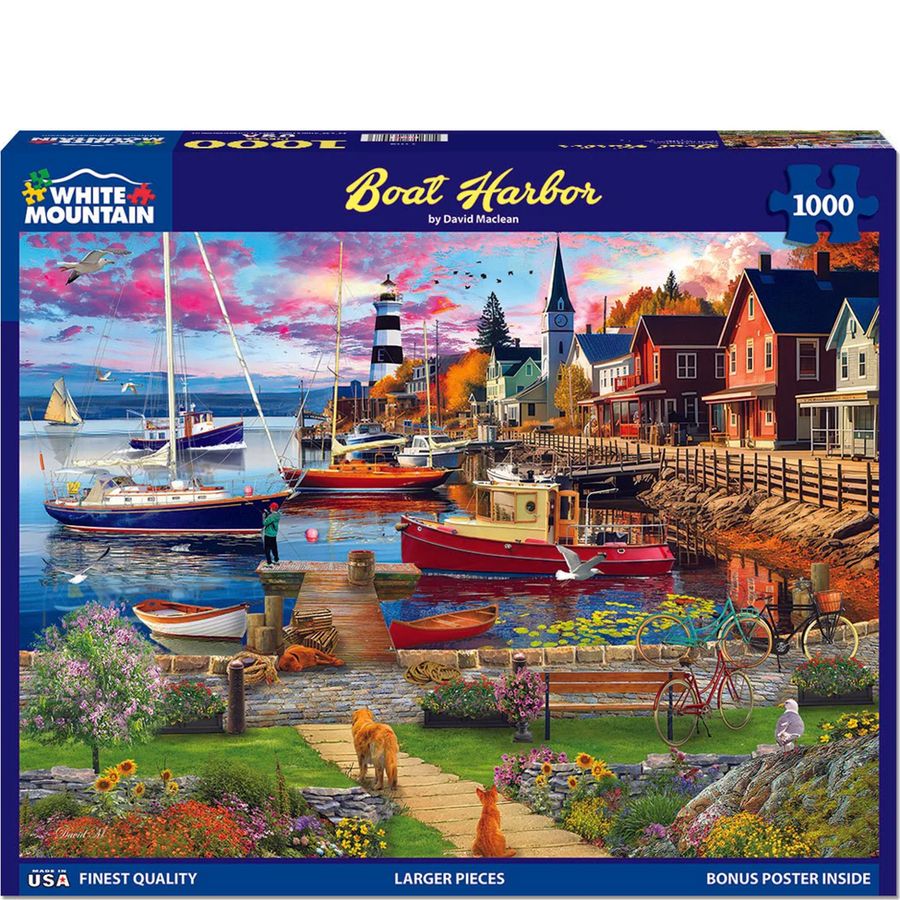 WHITE MOUNTAIN 1,000 PC Puzzle - Boat Harbor