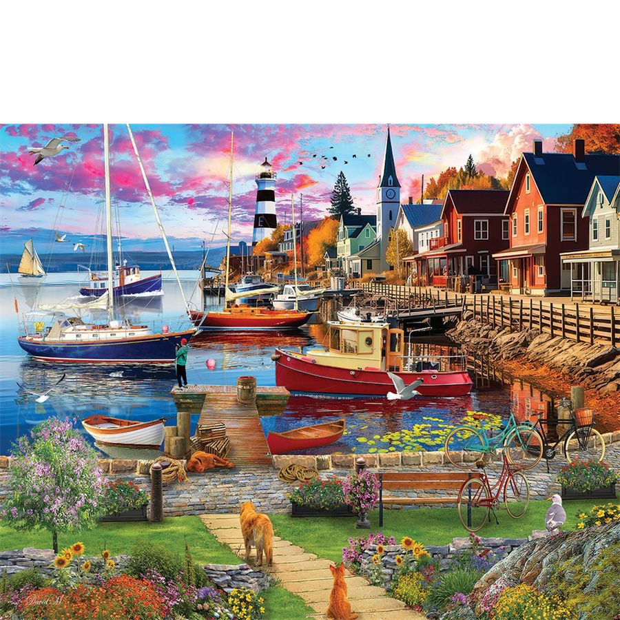 WHITE MOUNTAIN 1,000 PC Puzzle - Boat Harbor